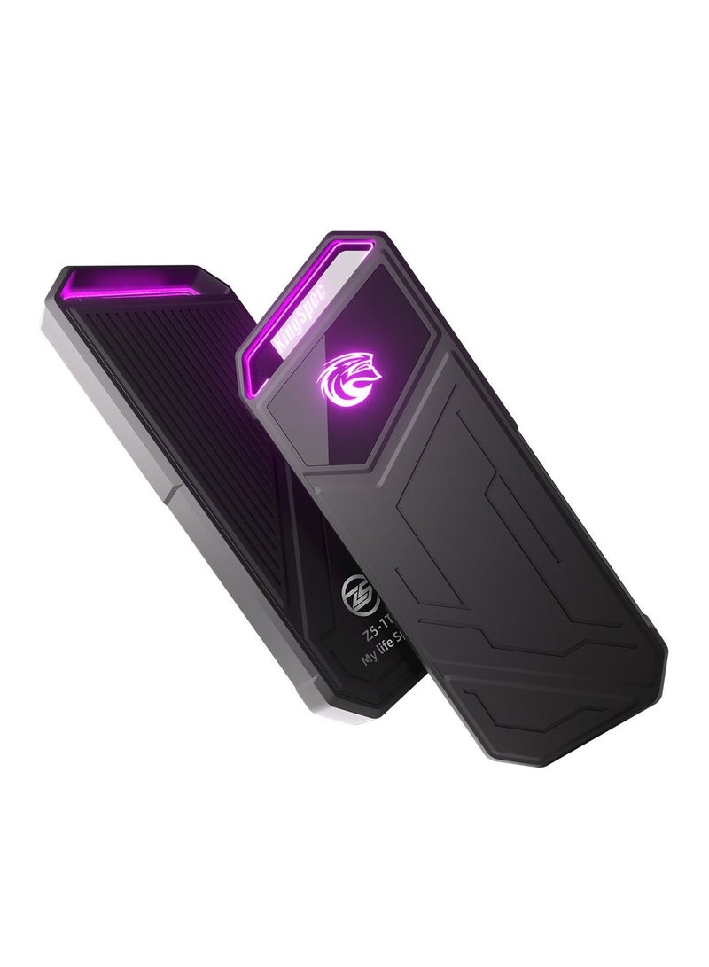 كينجس بيك KingSpec Z5 SSD خارجي محمول بسعة 512 جيجابايت مع إضاءة RGB - حتى 1850 ميجابايت/ثانية، هيكل من سبائك الزنك، واجهة USB 3.2 Gen2x2، محركات أقراص صلبة فائقة الحالة، متوافقة مع الهواتف المحمولة/PS4/الكمبيوتر المحمول/التلفزيون/الكمبيوتر الشخصي - Image 3